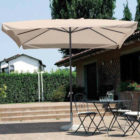 Ombrellone Giardino Palo Centrale 3x3 Tortora Telo con Flap Chiusura Carrucola (1/2)