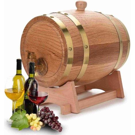 Vintage Durable Oak Wine Barrel and Dispenser with Stand, Wine Keg Container for Storing Fine Wines, Brandy, Whisky, Tequila (3L) (1/4)