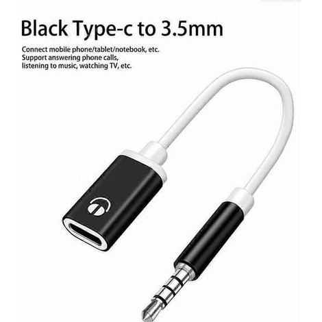 Ecleanfy - Adaptateur pour casque audio à prise ronde, prise jack 3,5 mm mâle vers USB-C femelle, adaptateur plat pour connexion d'un câble analogique rond à un casque audio (1/5)