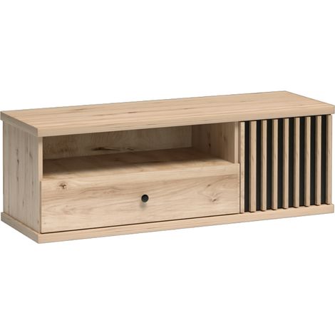 TV Lowboard 124 cm breit Eiche mit schwarz CALLAO-161 (1/5)