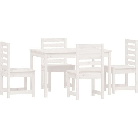 5 Piece Garden Dining Set White Solid Wood Pine vidaXL (1/5)
