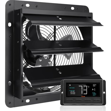 Ventilateur d'extraction à volets, 25,4 cm avec contrôleur de température et d'humidité, extracteur d'air de grenier mural réglable à vitesse variable, 1400 m³/h, moteur EC, pour serre, garage (1/5)