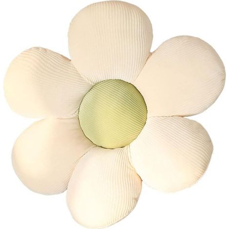 Coussin de sol en peluche tatami en forme de fleur - Décoration esthétique - Pour chambre à coucher, canapé, chaise - Blanc et vert - 40 x 40 cm (1/5)