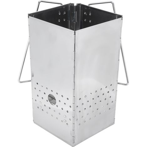 Zusammenklappbarer Edelstahl-Grill, tragbarer Holzkohleofen für Camping, Garten und Outdoor (1/5)