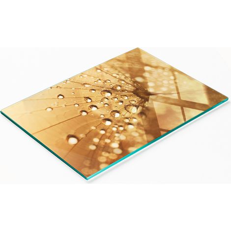Tabla de cortar de cristal para cocina con estampado decorativo de diente de león, 80x52 cm. (1/5)