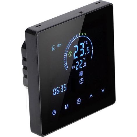 Intelligenter 3A-Thermostat mit farbigem Touchscreen-LCD-Display, Warmwasserboiler für Zuhause, Büro, Einkaufszentrum, Geschäft, Schwarz, Standardmodell (1/5)