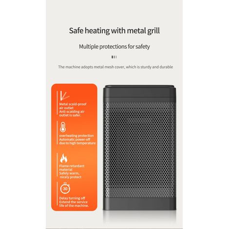Riscaldatore portatile in ceramica PTC con rotazione, 1500 W, protezione da surriscaldamento e regolazione a tre livelli, telecomando, riscaldamento one-touch. (1/4)