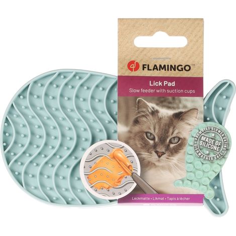 Tapis à lécher Martha poisson vert en silicone  pour chat - Flamingo (1/4)