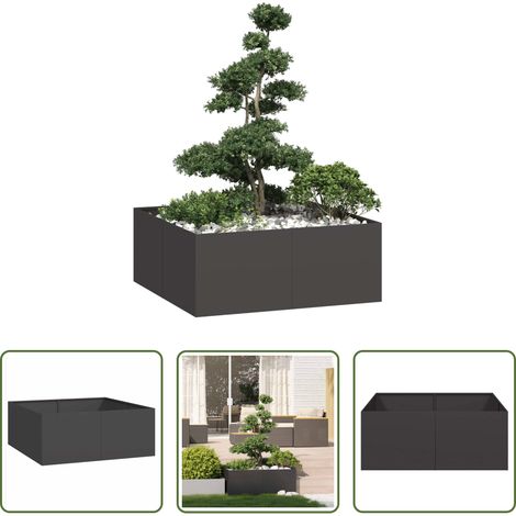 Garten - Pflanzkübel Schwarz 100x100x40 cm Stahl (1/5)