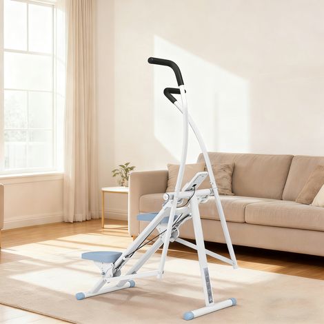 Stepper escalier pliable climber stairmaster pour exercice de gym à domicile pédales réglables écran LCD 85x80x142cm blanc
