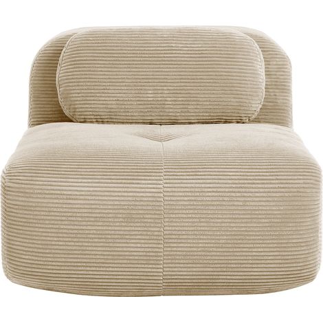 Canapé modulaire sans accoudoirs - Velours côtelé beige - 90x103x75 cm - Poids 16.5 kg - Design modulaire (1/5)