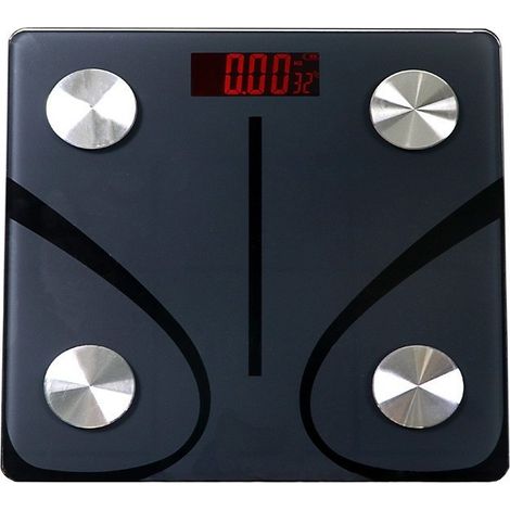Balance Pese Personne, Pese Personnes en Verre Trempé, Bluetooth, Max. 180 kg, Balance Connectée avec 13 Données Corporelles (IMC/graisse corporelle/masse osseuse/BMR/muscle/eau) (1/5)