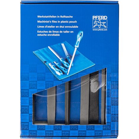 PFERD TOOLS Werkstattfeilen-Set WRU 5-tlg. in Rolltasche 200mm Hieb 3 für Feinbearbeitung, Schlichten (1/4)