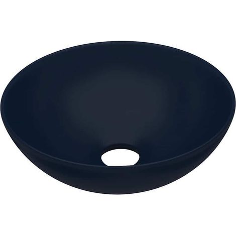 Lavabo de salle de bain Céramique Bleu foncé Rond