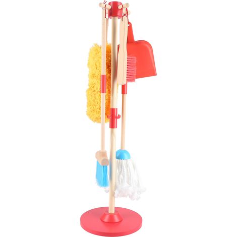 Ensemble de jouets de nettoyage pour enfants, en bois, détachable, comprenant un balai, une serpillière et une brosse pour jouer à faire semblant, pour filles et garçons. Balai de nettoyage combiné JQ (1/5)