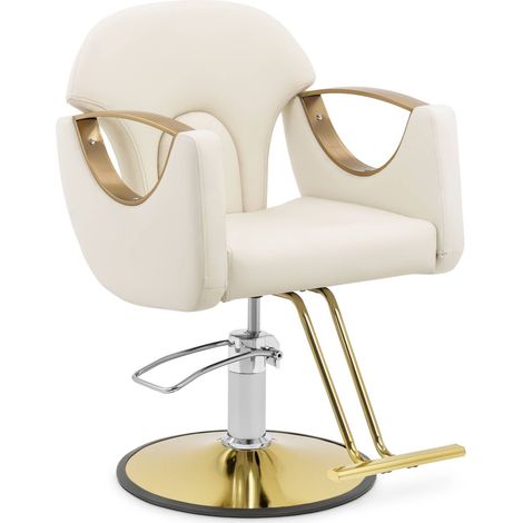 Physa – Fauteuil de coiffeur réglable 55-65 cm – Repose-pieds rotatif 360° – Design crème élégant pour salon de coiffure (1/5)