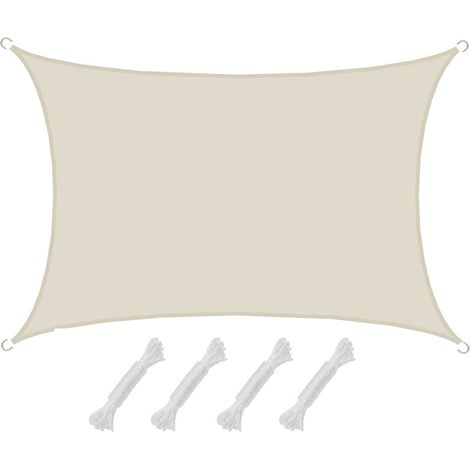 UPF50+ UV Sonnensegel 3x4 Polyester Rechteck Wasserabweisend Garten Balkon Beige