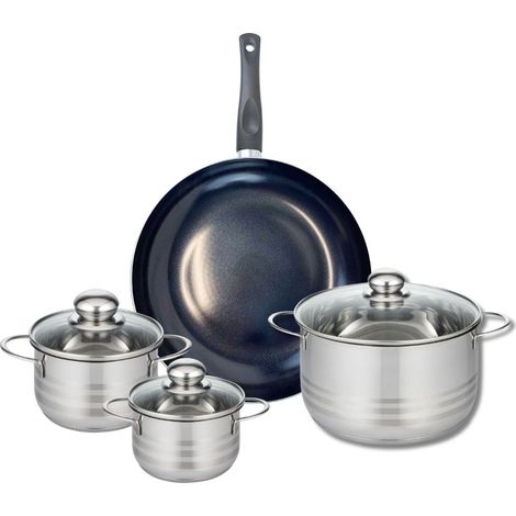 Ensemble de 1 Poêle de cuisson 32 cm et 3 faitouts 14, 16 et 24 cm Elo Prima Brillant (1/5)