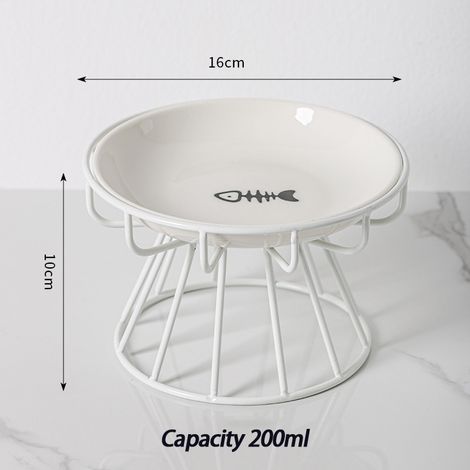 Filiyano-Gamelle haute pour animaux de compagnie avec protection du cou, anti-basculement, blanche, pour chats et chiens. (1/5)