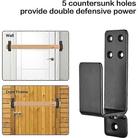 Supports de barre de sécurité pour porte, lot de 2, pour la sécurité de votre domicile. Supports pour barres 2x4 empêchant les intrusions. - FFY (1/4)