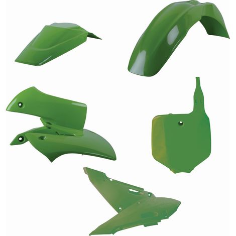 KIT DI PLASTICHE POLISPORT PER KAWASAKI KX 65 '00-'25 COMPRESA LA TARGA ANTERIORE (8661500010) COLORE VERDE