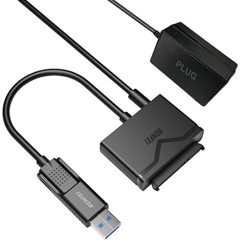 USB 3.0 to SATA Adapter, USB to SATA Hard Drive for 2.5 Inch/3.5 Inch HDD/SSD and SATA Optical Drive with 12V/2A AC Adapter, Support UASP (1/5)
