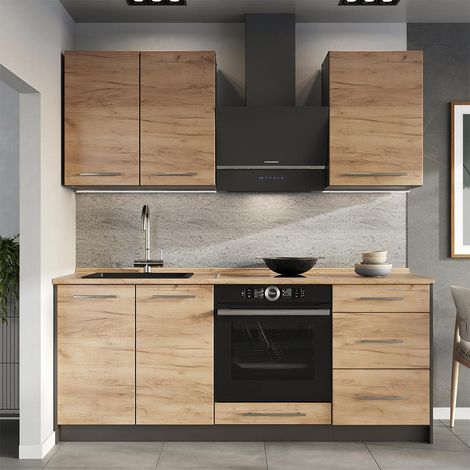 Cocina para solteros Fame-Line, Roble dorado/Blanco, 190 cm, ET Roble, Vicco (1/5)