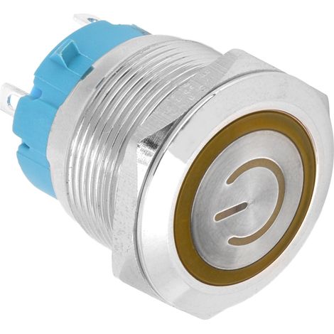 2 boutons-poussoirs rotatifs à 4 pôles, 3-6 V CC, avec tête plate de 22 mm et indicateur de fonctionnement, jaunes (1/5)