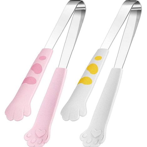 Pinces de cuisine (lot de 2) en forme de patte de chat, ustensiles en acier inoxydable pour servir, frire, cuisiner et griller (1/5)
