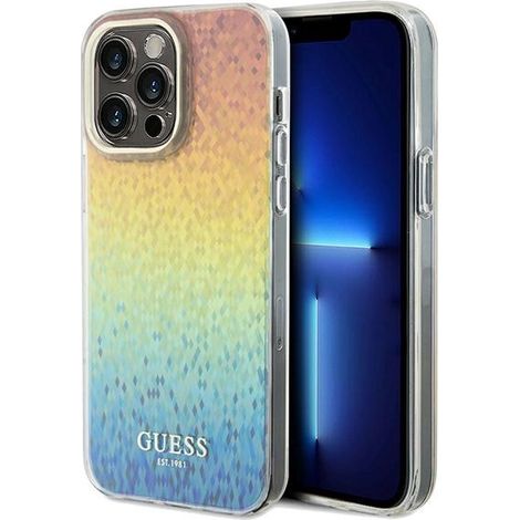Coque rigide multicolore Guess GUHCP13LHDECMI pour iPhone 13 Pro / 13, effet miroir à facettes Disco irisé (1/5)