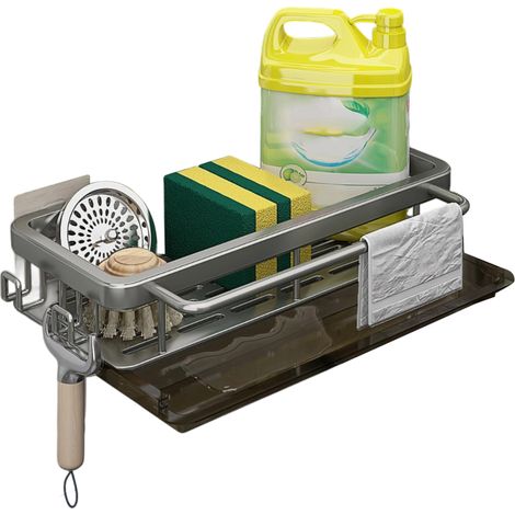 Étagère de rangement pour évier en acier inoxydable, porte-éponge mural, panier de rangement pour ustensiles de cuisine et salle de bain.//