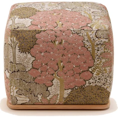 Pouf en Bois et jacquard Alisia ARNEL (1/4)