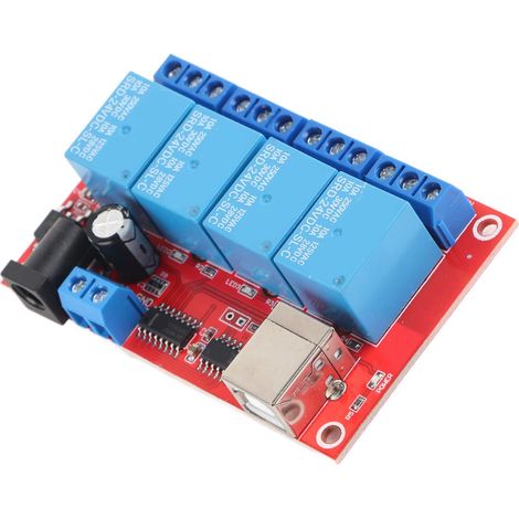 Module relais 4 canaux avec pilote USB, carte relais CC sans fil, commande par ordinateur, carte PLC, 3 modes de fonctionnement, 24 V (1/5)