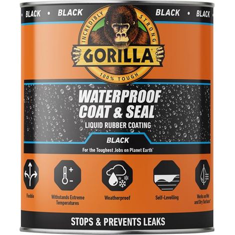 Gorilla Glue Waterproof Coat & Seal Liquid Rubber Coating Black 946ml