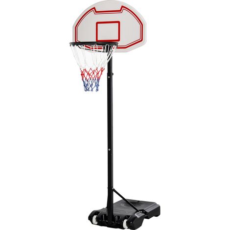 Panier de basket réglable de 155 à 210 cm pliable pour salon basket-ball d'extérieur roulettes, hauteur support portable acier. (1/5)