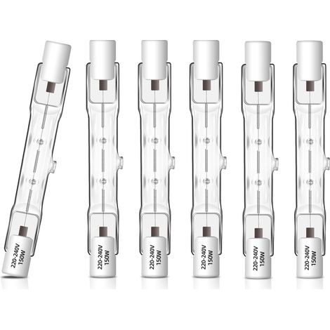 Lot de 6 R7S Ampoule Halogene 78mm 150W 230V Dimmable, Halogène R7s Linéaire Blanc Chaud 2700K, 2250LM, J78 Halogène pour Projecteur, l’éclairage de Paysage, Lampe de Travail, Lampadaire (1/5)