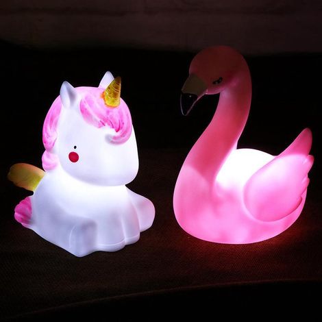 Ce lot de 2 cadeaux de Noël offre aux enfants de jolies veilleuses, des lampes pour bébé, des lampes d'ambiance pour la chambre de bébé, des veilleuses sur le thème du sommeil, des flamants roses, des (1/5)