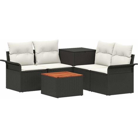 Sofa Set 6 pcs 4-Sitzanzahl Schwarz und Cremeweiß vidaXL (1/5)