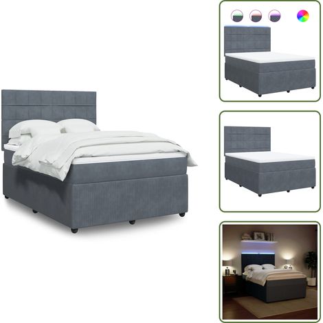 Boxspringbett mit Matratze Dunkelgrau 140x200 cm Samt - Boxspringbett - Boxspringbetten - Bett - Schlafzimmermöbel
