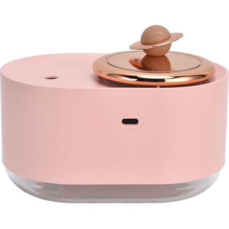 NineClouds Humidificateur d'air, 2 en 1 rotatif Planet Mute Spray humidificateur USB charge sans fil avec LED (rose) (1/5)