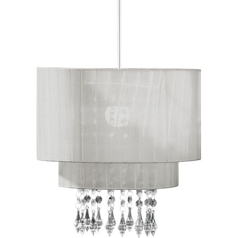 Premier Housewares Beaded Silver Voile Pendant Shade