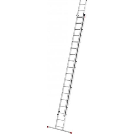 Hailo – Échelle coulissante à main 2 plans 2x18 échelons 8,8m/9,5m – Aluminium léger 25 kg – Échelons antidérapants pour sécurité – Charge max 150 kg