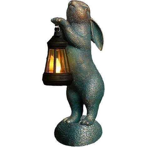 Statue de jardin, lanterne solaire, figurine d'animal d'extérieur, décoration de pelouse, cadeau de Pâques (1/5)