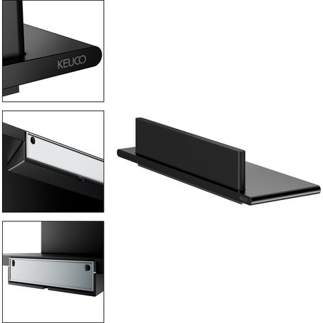 Étagère de douche avec raclette à coller ou à percer KEUCO Rose, made in Germany, noir mat, largeur 32,8 cm, kit de collage inclus, étagère avec raclette de douche, fixation murale (1/5)