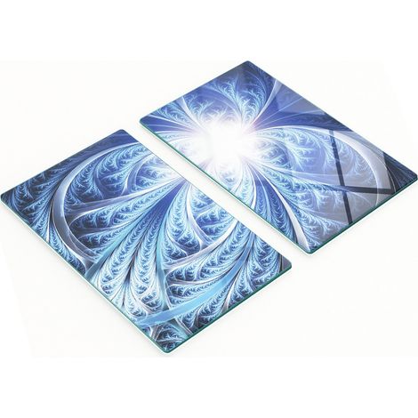 Juego de dos tablas de cocina de cristal con diseño abstracto de flores, 2x30x52 cm. (1/5)