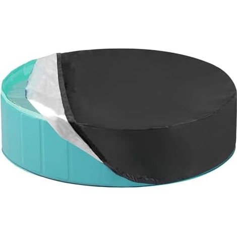 Poolabdeckung Rund für Hundepool, 160 x 30cm Wasserdicht UV-Schutz Kinderpool Planschbecken Abdeckung, Faltbare Wasserdicht Hundepool Abdeckung für Dog Pool Hundeplanschbecken Schwarz (1/5)