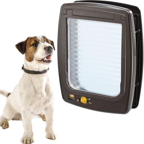 Porte pour Chiens de Taille Moyenne, Chatiere, Entrée et Sortie Contrôlables à 4 Voies, Proctection Contre Les Courants d'air, Tunnel Complet, Swing 11 Chatiere pour Chien, Marron (1/5)