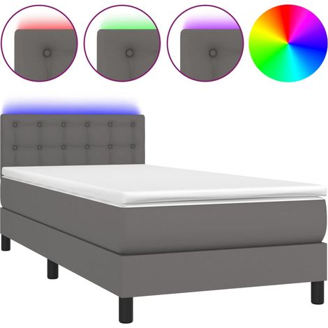 Maison Exclusive - Giroletto Molle con Materasso e LED Grigio 90x200cm Similpelle (1/5)