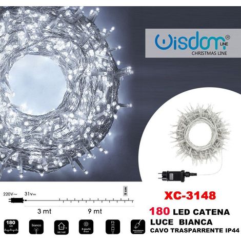 Trade Shop - LICHTERKETTE 180 LED-LEUCHTEN GLÜHWÜRMCHEN WEISSES LICHT TRANSPARENTES KABEL IP44 XC-3148 -