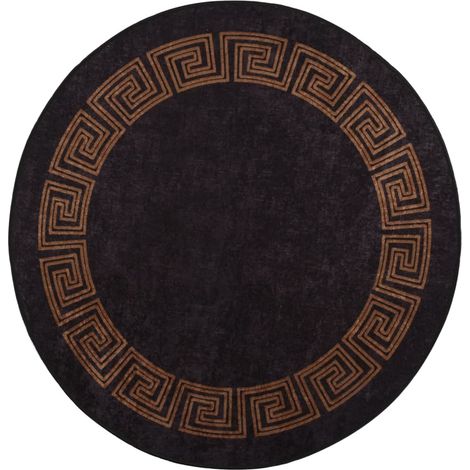 Maison Exclusive - Alfombra lavable negro y dorado Ø 200 cm
